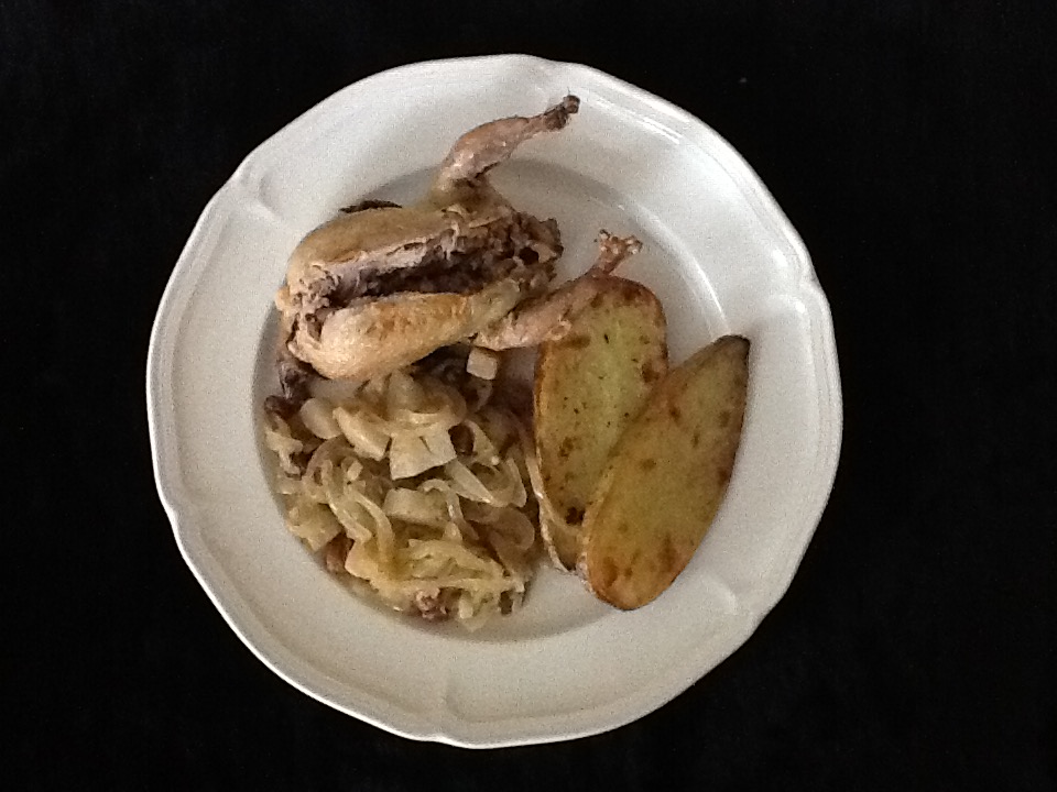 Cailles aux oignons et aux navets