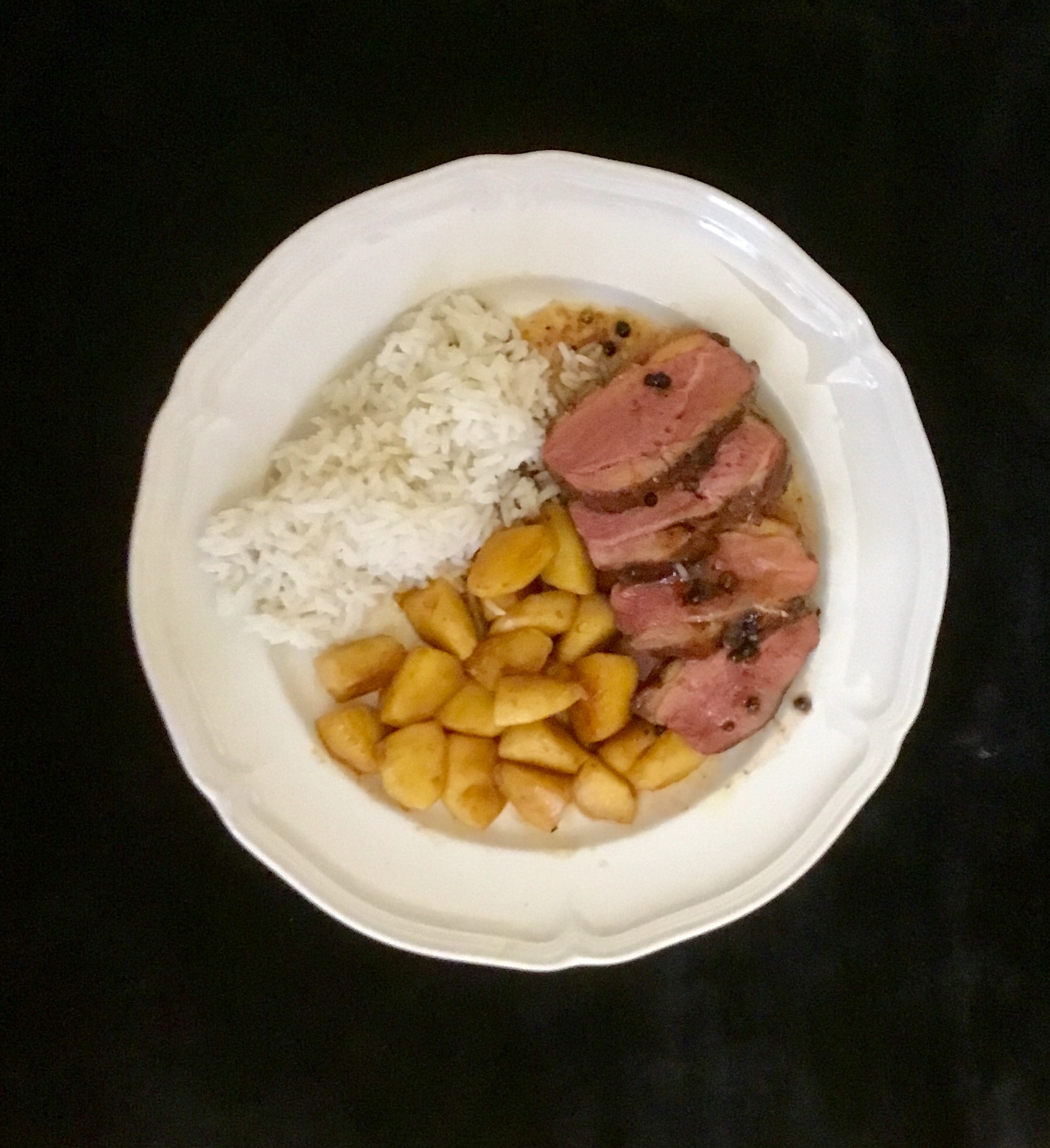 Magrets aux pommes et miel